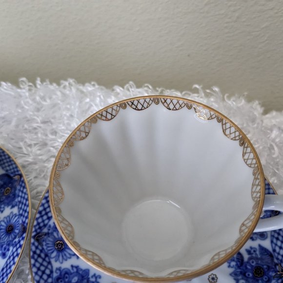 Lomonosov Porcelain Baskets Bridesmaid 2 Tea Cups Saucers First Quality - Rare - Picture 10 of 12